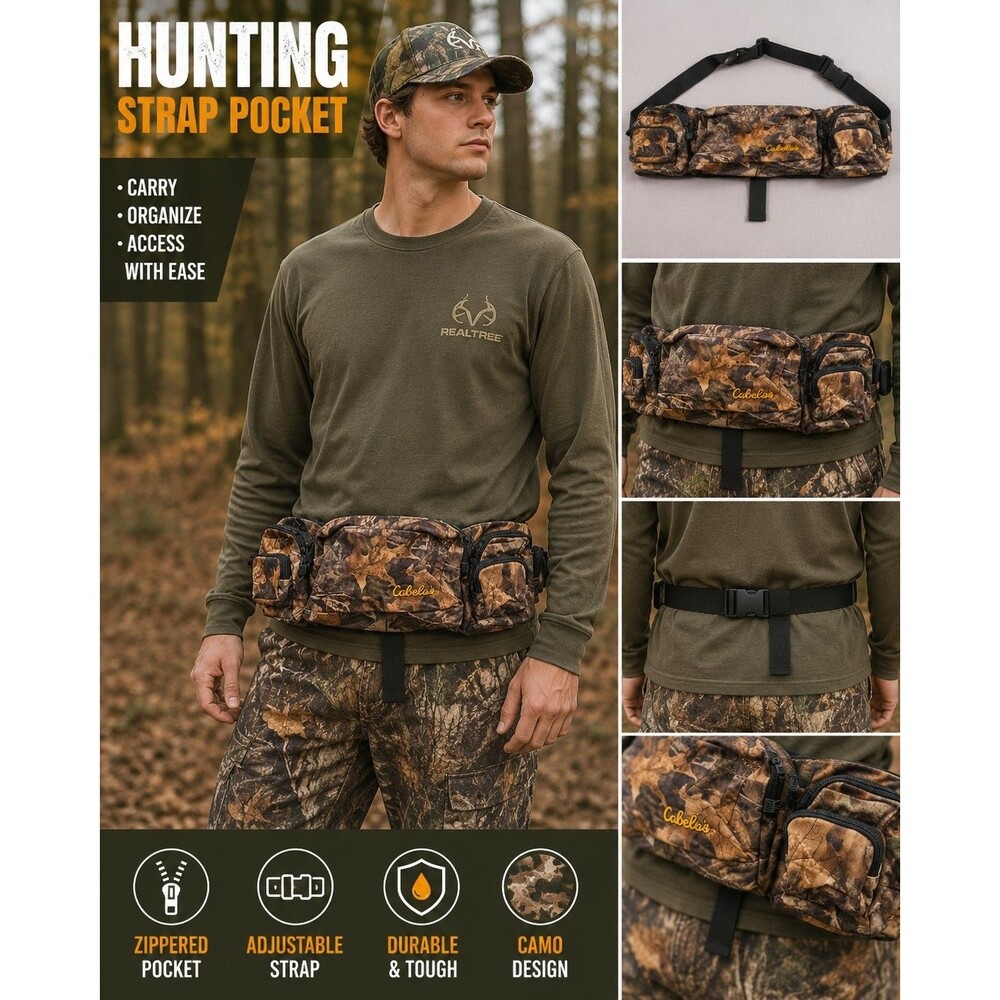 Cabela's Camo Hunting Waist Pack Belt Bag Adjustable Multi Pocket Outdoor...